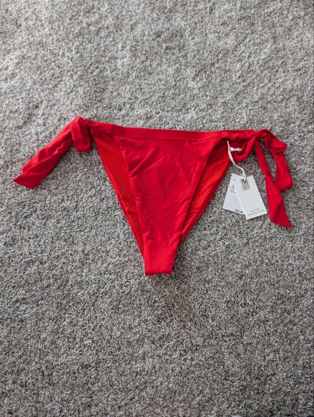 NWT Good American Side Tie Bikini Bottoms Red Size 4